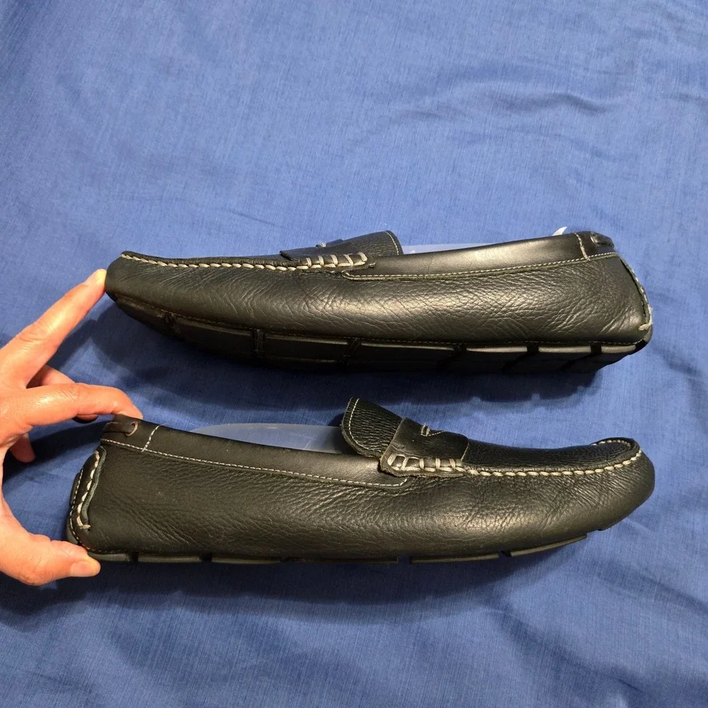 G.H. Bass Monte Penny Loafer Mens 12M Black Excellent Pebbled Leather Driver